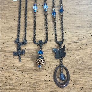 Elegant Layering Crystal and Metal Necklace Set NWT